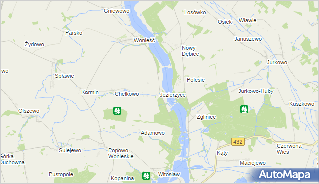 mapa Jezierzyce gmina Śmigiel, Jezierzyce gmina Śmigiel na mapie Targeo