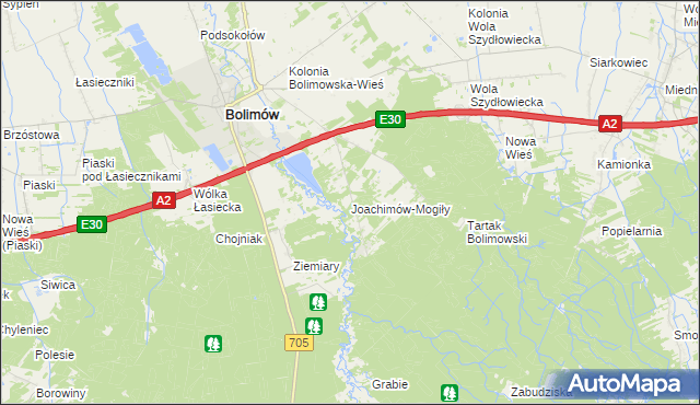 mapa Joachimów-Mogiły, Joachimów-Mogiły na mapie Targeo