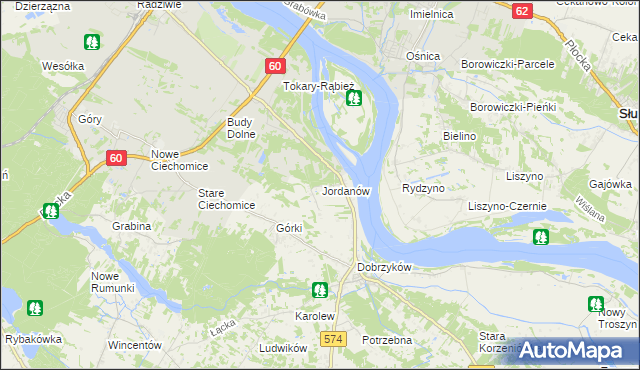 mapa Jordanów gmina Gąbin, Jordanów gmina Gąbin na mapie Targeo