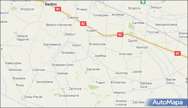 mapa Józefów gmina Bedlno, Józefów gmina Bedlno na mapie Targeo