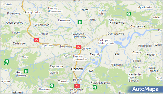 mapa Jurków gmina Czchów, Jurków gmina Czchów na mapie Targeo