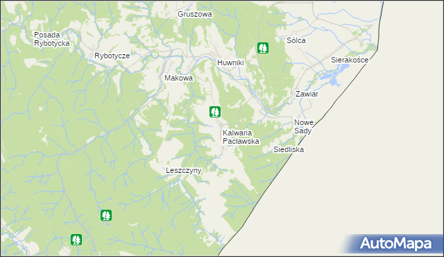 mapa Kalwaria Pacławska, Kalwaria Pacławska na mapie Targeo