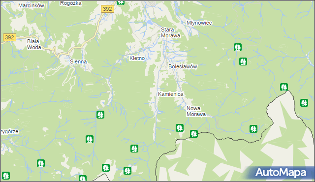 mapa Kamienica gmina Stronie Śląskie, Kamienica gmina Stronie Śląskie na mapie Targeo