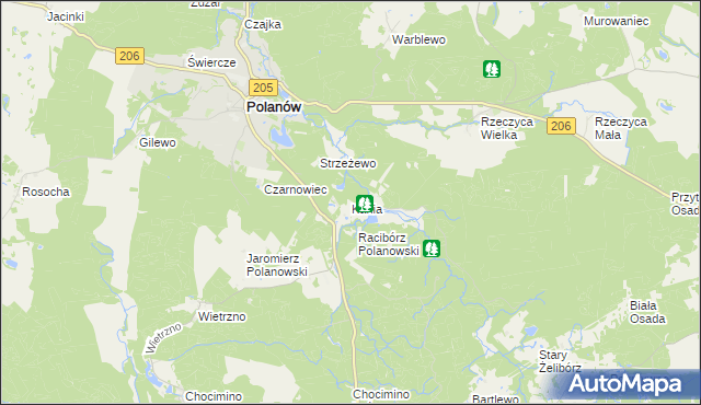 mapa Kania gmina Polanów, Kania gmina Polanów na mapie Targeo