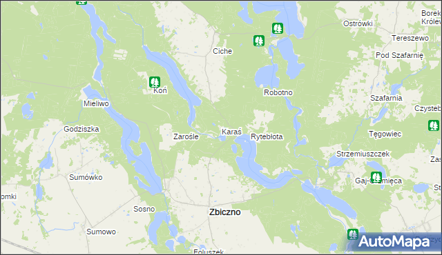 mapa Karaś gmina Zbiczno, Karaś gmina Zbiczno na mapie Targeo