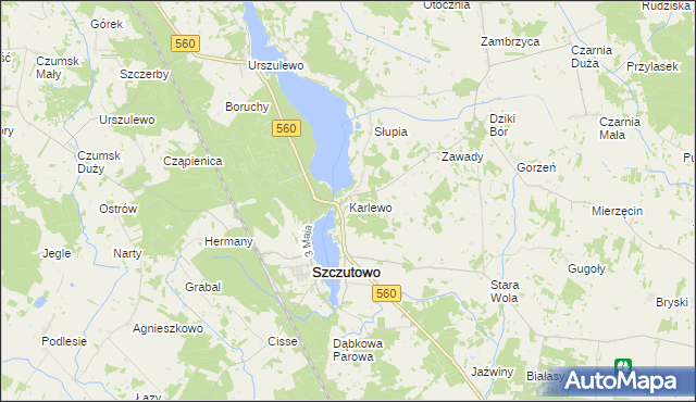 mapa Karlewo, Karlewo na mapie Targeo