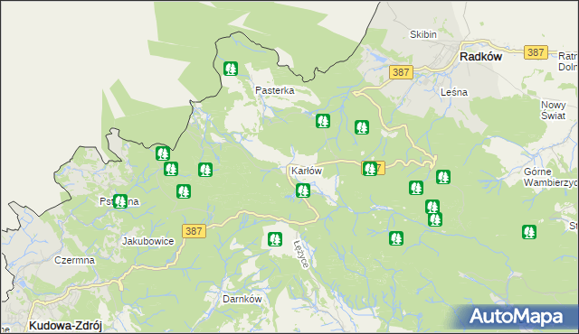 mapa Karłów gmina Radków, Karłów gmina Radków na mapie Targeo
