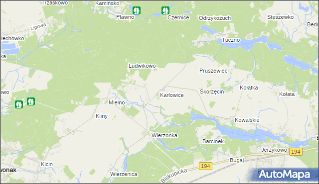 mapa Karłowice gmina Swarzędz, Karłowice gmina Swarzędz na mapie Targeo