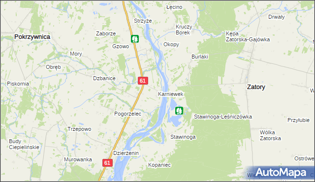 mapa Karniewek, Karniewek na mapie Targeo