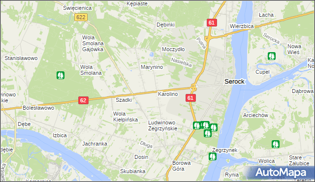 mapa Karolino gmina Serock, Karolino gmina Serock na mapie Targeo