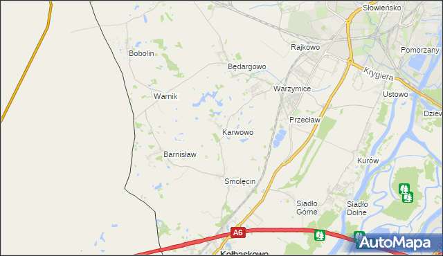 mapa Karwowo gmina Kołbaskowo, Karwowo gmina Kołbaskowo na mapie Targeo