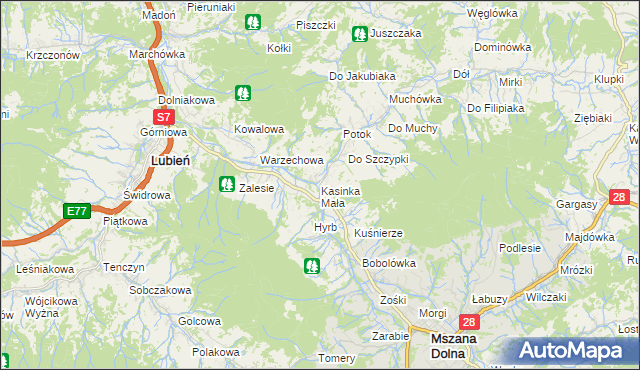 mapa Kasinka Mała, Kasinka Mała na mapie Targeo