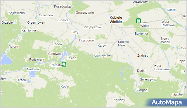 mapa Katarzynów gmina Kobiele Wielkie, Katarzynów gmina Kobiele Wielkie na mapie Targeo