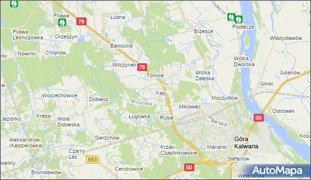 mapa Kąty gmina Góra Kalwaria, Kąty gmina Góra Kalwaria na mapie Targeo