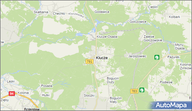 mapa Klucze powiat olkuski, Klucze powiat olkuski na mapie Targeo