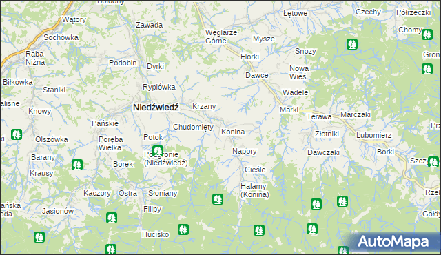 mapa Konina, Konina na mapie Targeo