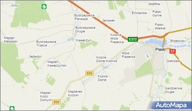 mapa Kozice Dolne-Kolonia, Kozice Dolne-Kolonia na mapie Targeo