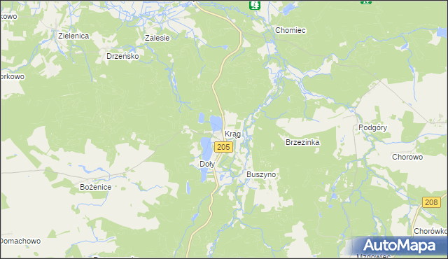 mapa Krąg gmina Polanów, Krąg gmina Polanów na mapie Targeo