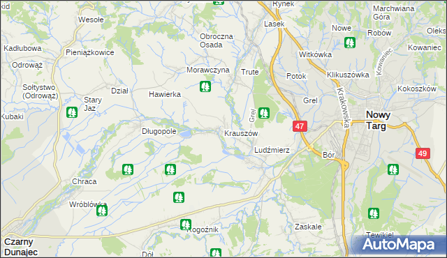 mapa Krauszów, Krauszów na mapie Targeo