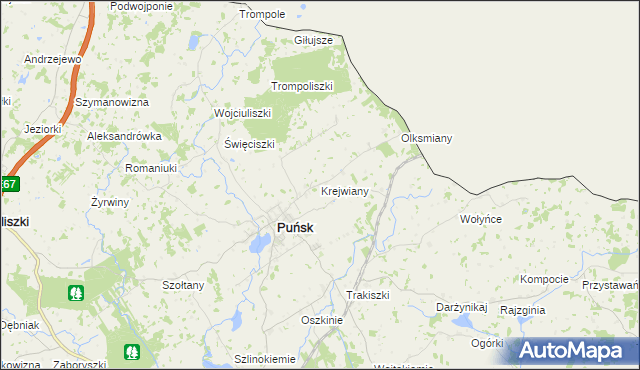 mapa Krejwiany gmina Puńsk, Krejwiany gmina Puńsk na mapie Targeo