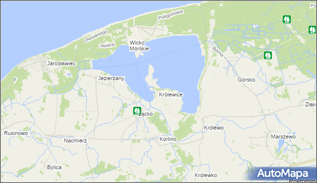 mapa Królewice gmina Postomino, Królewice gmina Postomino na mapie Targeo