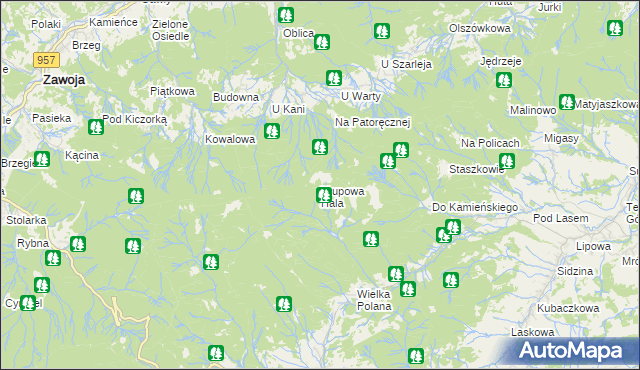 mapa Krupowa Hala, Krupowa Hala na mapie Targeo