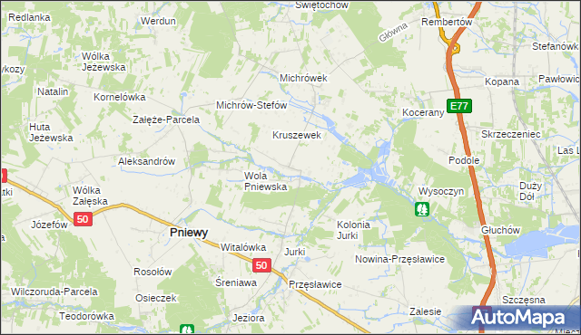 mapa Kruszew gmina Pniewy, Kruszew gmina Pniewy na mapie Targeo