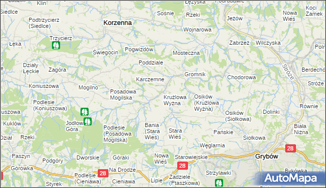 mapa Krużlowa Wyżna, Krużlowa Wyżna na mapie Targeo