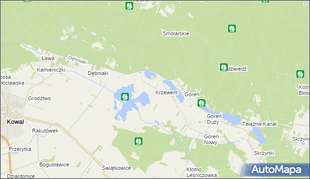 mapa Krzewent, Krzewent na mapie Targeo