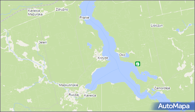 mapa Krzyże gmina Ruciane-Nida, Krzyże gmina Ruciane-Nida na mapie Targeo