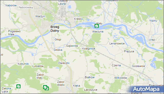 mapa Księginice gmina Miękinia, Księginice gmina Miękinia na mapie Targeo