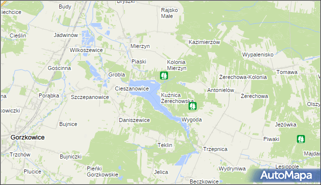 mapa Kuźnica Żerechowska, Kuźnica Żerechowska na mapie Targeo