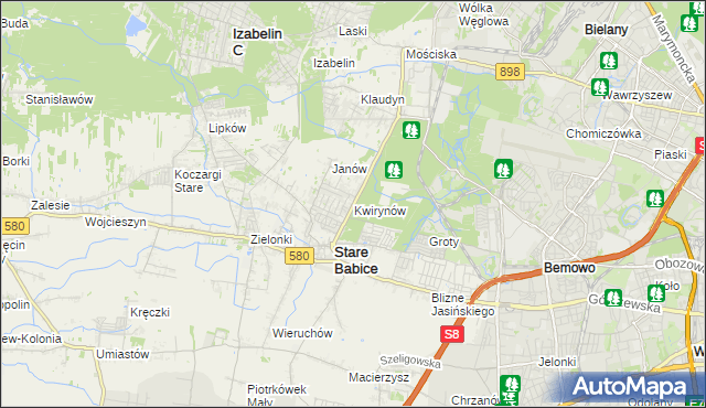 mapa Kwirynów gmina Stare Babice, Kwirynów gmina Stare Babice na mapie Targeo