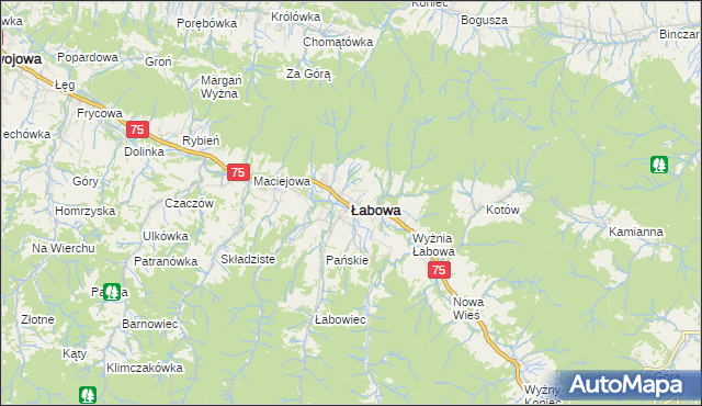 mapa Łabowa, Łabowa na mapie Targeo