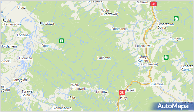 mapa Lachowa, Lachowa na mapie Targeo