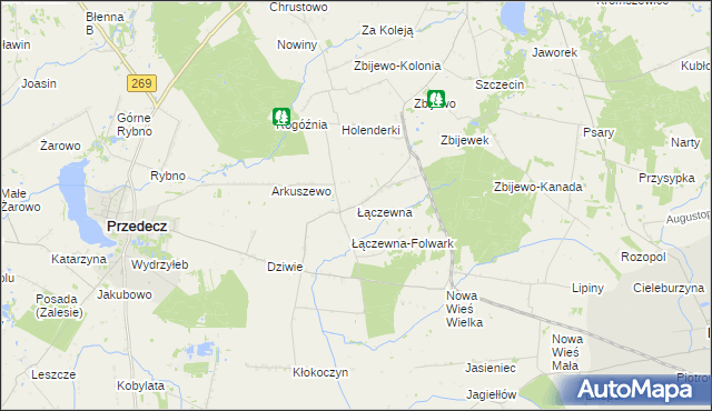 mapa Łączewna gmina Przedecz, Łączewna gmina Przedecz na mapie Targeo