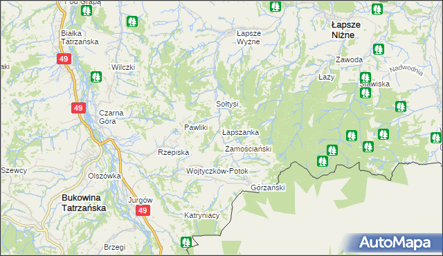 mapa Łapszanka, Łapszanka na mapie Targeo