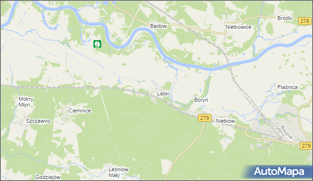 mapa Laski gmina Czerwieńsk, Laski gmina Czerwieńsk na mapie Targeo