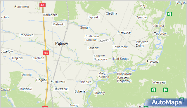 mapa Łaszew Rządowy, Łaszew Rządowy na mapie Targeo