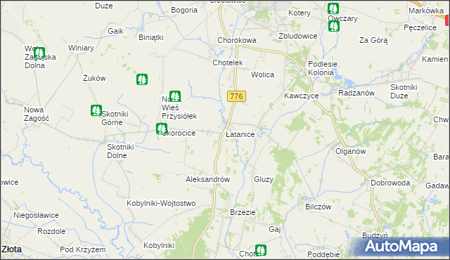 mapa Łatanice, Łatanice na mapie Targeo