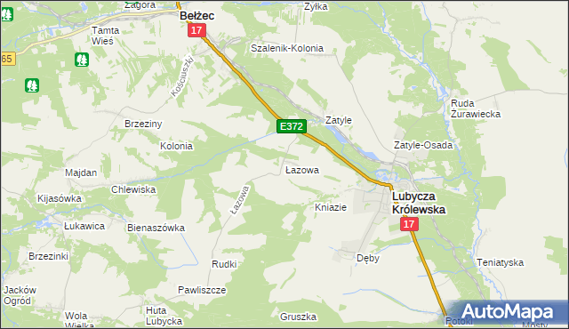 mapa Łazowa, Łazowa na mapie Targeo