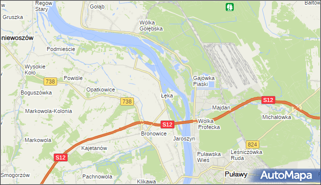 mapa Łęka gmina Puławy, Łęka gmina Puławy na mapie Targeo
