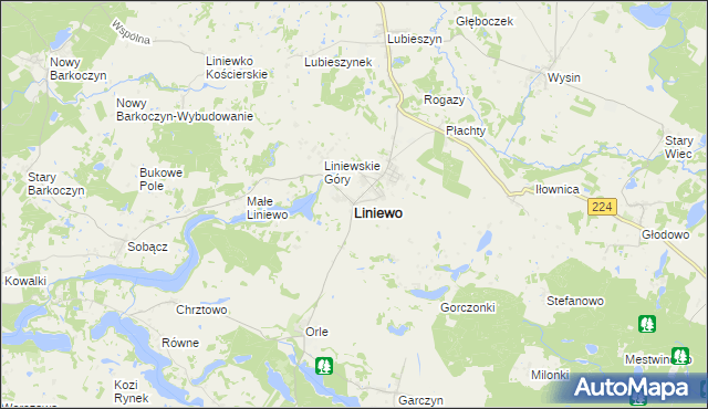 mapa Liniewo, Liniewo na mapie Targeo
