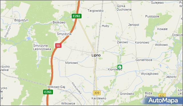 mapa Lipno powiat leszczyński, Lipno powiat leszczyński na mapie Targeo