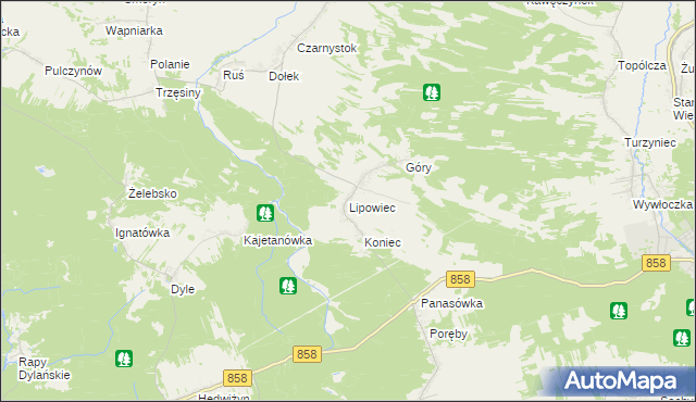 mapa Lipowiec gmina Tereszpol, Lipowiec gmina Tereszpol na mapie Targeo