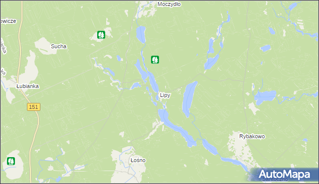 mapa Lipy gmina Kłodawa, Lipy gmina Kłodawa na mapie Targeo