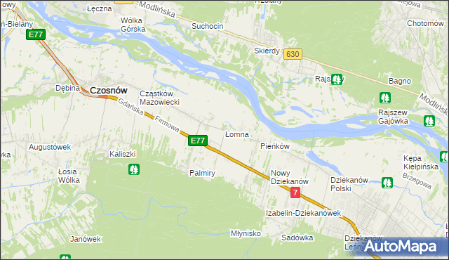 mapa Łomna gmina Czosnów, Łomna gmina Czosnów na mapie Targeo