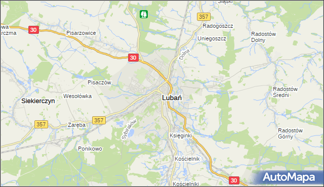 mapa Lubań, Lubań na mapie Targeo