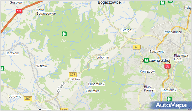 mapa Lubomin gmina Stare Bogaczowice, Lubomin gmina Stare Bogaczowice na mapie Targeo