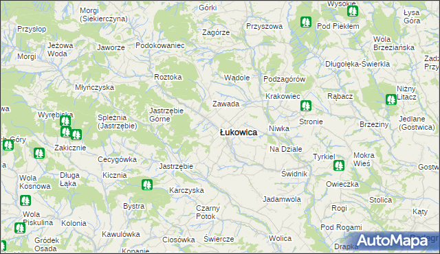 mapa Łukowica, Łukowica na mapie Targeo